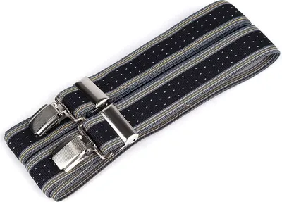 Obrázek produktu pro Šle pánské, délka 125cm, šíře 3cm, tvar X, černé proužkované s tečkami, 650255/10