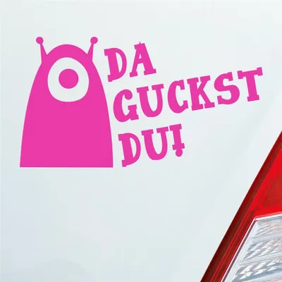 Produktbild von Auto Aufkleber Da guckst du! Alien Monster 15x8 cm Pink Sticker Heckscheibenaufkleber