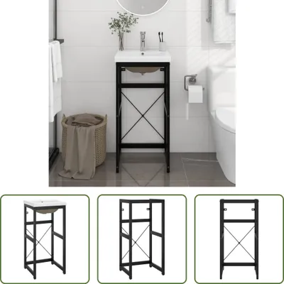 Produktbild von The Living Store Badezimmer-Waschtischgestell mit Waschbecken Schwarz Eisen