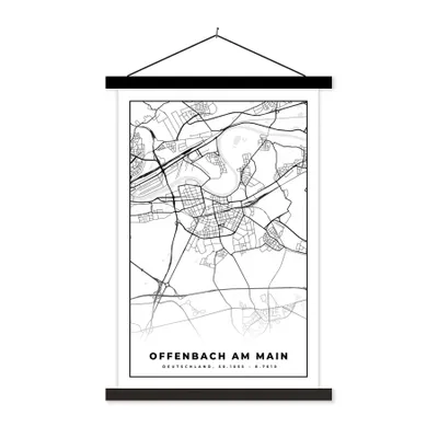 Produktbild von MuchoWow® Textilposter Karte - Offenbach am Main - Karte - Stadtplan 60x90 cm mit schwarzem Rahmen - Poster Wohnzimmer