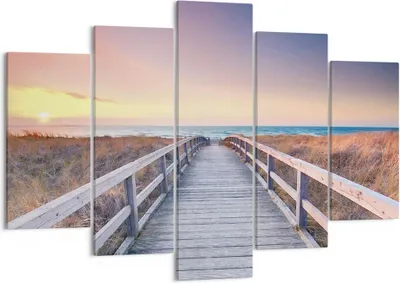 Produktbild von Bild auf Leinwand - Leinwandbild - 5 Teile - Weg Meer Brücke - 150x100cm - Wand Bild - Wanddeko - Wandbilder - Leinwanddruck - Bilder - Wanddekoration - Leinwand bilder - Wandbild - EA150x100-4948