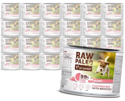 Zdjęcie produktu dla Raw Paleo Pork&Lamb Puppy Duoprotein 24x200g​ Mokra Karma Dla Szczeniąt z Wieprzowiną i Jagnięciną