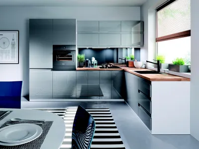 Produktbild von Moderne Küche L Zeile Küchen Schrank Design Möbel Maßfertigung Küchenzeile Grau