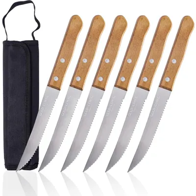 Obrázok produktu pre Sada 6 nožov na steak s nazúbovanými čepelami