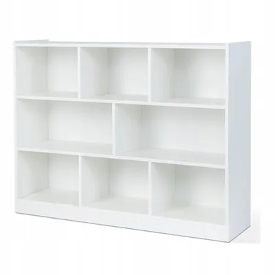 Produktbild von muvuhome, Bücherregal, weiß, 8 Einlegeböden, 104 x 100 x 30 cm, skandinavischer Loft-Stil, Einfacher Zusammenbau