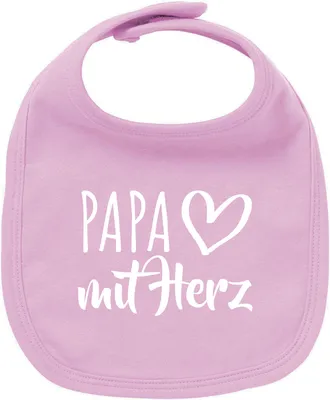 Produktbild von Huuraa Unisex Babylatz Papa mit Herz Geschenk Babypink  Baumwolle Papa Mitbringsel