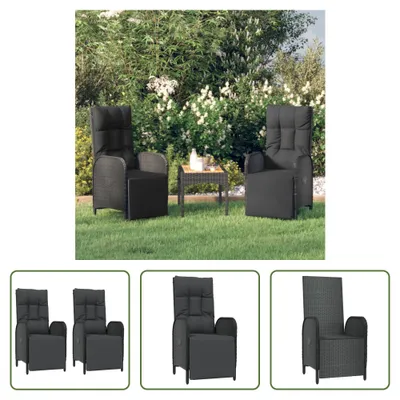 Immagine prodotto di The Living Store Reclinabile da giardino con cuscino 2 pz. Poli Rattan Nero