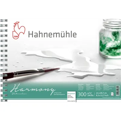 Produktbild von Hahnemühle Harmony Watercolour Aquarellblock - 300 g/m² - satiniert - A4 spiralisiert - 12 Blatt