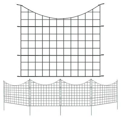 Produktbild von Teichzaun Gartenzaun, 11-teiliges Set Gitterzaun, Steckzaun Metallzaun - 5 Zaunelemente und 6 Befestigungsstäbe