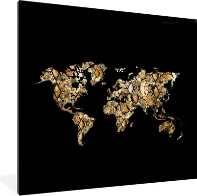 Produktbild von MuchoWow® Gerahmtes Poster Karte - Welt - Schlange - Design 40x40 cm - Poster mit Schwarzem Bilderrahmen Wandposter Rahmen Foto Bilder - Mit Rahmen - Wanddekoration Schlafzimmer