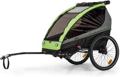 Produktbild von Kinderfahrradanhänger – Doppelsitz – Sichere Fortbewegung – 2-in-1-Jogger – Max. 40 kg – Grün