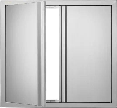 Immagine prodotto di VEVOR porta di accesso al barbecue, 660 x 610 mm, doppia porta per cucina esterna, porta a incasso in acciaio inox, porta verticale a parete con maniglie a scomparsa, per isola barbecue, stazione barbecue, mobile esterno
