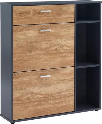Productafbeelding van Schoenenkast van hout - groot en elegant - breedte 90 cm - antracietgrijs