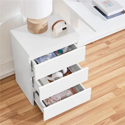 Produktbild von Yaheetech Schlichter Nachttisch Beistelltisch 60,5 cm hoch, 3 Schubladen, Weiß