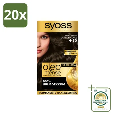 Immagine prodotto di 20 confezioni di tinta permanente per capelli Syoss Oleo Intense 4-50, color ghiaccio, confezione da 20 pezzi