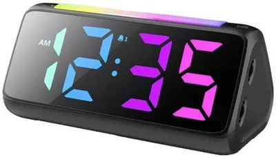 Zdjęcie produktu dla Cyfrowe budziki z kolorowym wyświetlaczem – 3 poziomy głośności – automatyczne wyłączanie i funkcja pamięci – budziki na stolik nocny – odpowiednie dla dzieci, młodzieży, seniorów i osób o głębokim śnie – kolor czarny