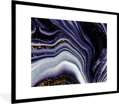 Produktbild von MuchoWow® Gerahmtes Poster Marmor - Lila - Luxus - Marmoroptik - Glitzer 80x60 cm - Poster mit Schwarzem Bilderrahmen Wandposter Rahmen Foto Bilder - Schlafzimmer-Dekorationen - Fotoposter
