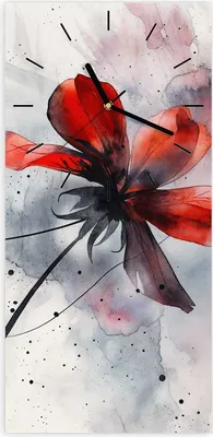 Produktbild von Wanduhr aus Glas mit Motiv Abstrakte Blüte- 30 x 60 cm - inkl. Aufhängesystem