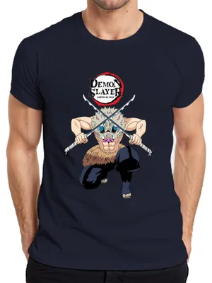 Produktbild von Demon Slayer Inosuke Kimetsu no Yaiba Ebermaske Anime Geschenk Herren T-Shirt, Navy, S