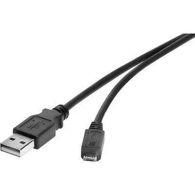 Produktbild von Renkforce RF-4463073, 0,15 m, USB A, Micro-USB B, USB 2.0, 0,48 Gbit/s, Schwarz