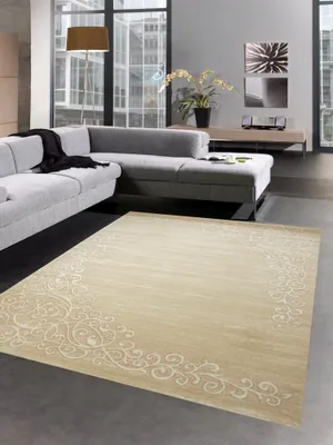 Obrázok produktu pre Dizajnový koberec do obývačky koberec s ornamentmi lesklý béžový krémový rozmer - 120x160 cm