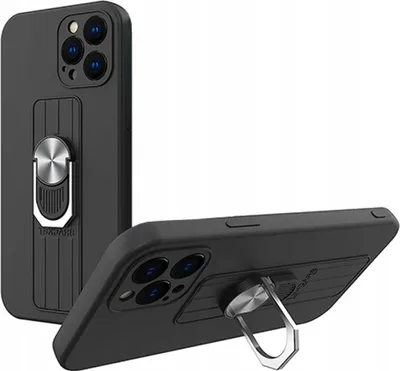 Immagine prodotto di Anello Custodia Custodia in silicone con presa per le dita e supporto per Samsung Galaxy A42 5G Nero