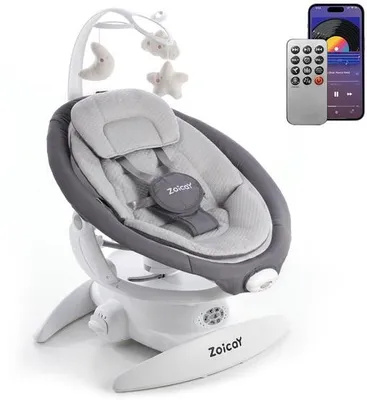 Productafbeelding van Elektrische Babywipstoel met 9 Schommelsnelheden, Verstelbare Babywieg, Comfortabele Zitting, Geschikt voor Binnen en Buiten, Lichtgewic