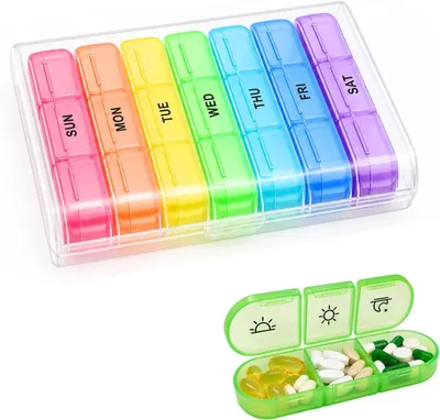 Produktbild von Pillendose für 7 Tage, 3 Fächer, Morgen/Mittag/Abend, Medikamentenorganisation