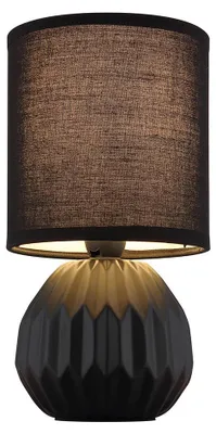 Image de Lampe de table, céramique, textile, noir, H 23 cm