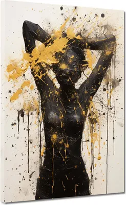 Produktbild von Frau Black Art Leinwandbild Wandbild abstrakt Kunstdruck XL Wanddeko: 75x100x4cm