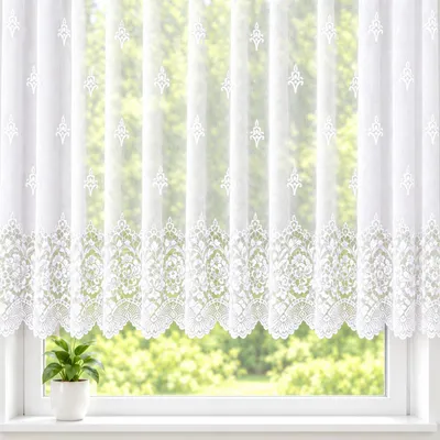 Produktbild von Fertigstore "Andrea" weiß mit Faltenband -  Größe (HxB): 145x450cm
