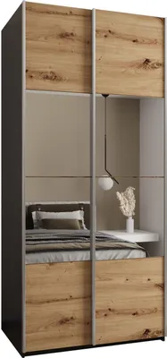 Produktbild von MEBLE KRYSPOL LUX 4 Schrank - 245,5x110x64cm - Schwarz, Artisan, Silber