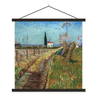 Produktbild von MuchoWow® Textilposter Weg durch ein Weidenfeld - Vincent van Gogh 120x120 cm mit schwarzem Rahmen - Aufhängungsset