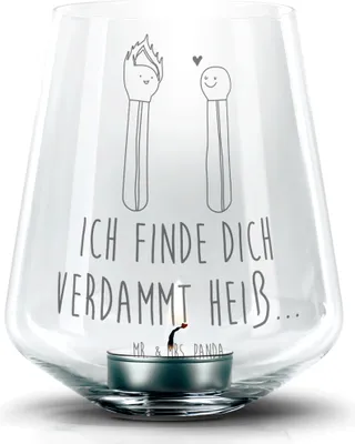 Produktbild von Mr. & Mrs. Panda Laterne Streichhölzer - Transparent - Geschenk, Windlicht Glas, gravur, Liebesbeweis, Kerzenhalter, Liebesgeschenk, Freundin, Teelichthalter