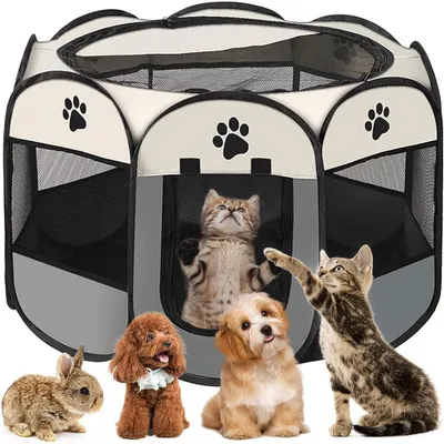 Image de Parc pour chiots pliable Enclos pour chiots Parc pour animaux Enclos pour chiens Parc pour lapins Enclos extérieur Enclos extérieur - Gris