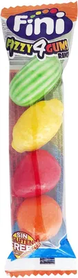 Obrázek produktu pro Fini Bubble Gum Fizzy 4 Gums Range Ovocná směs Žvýkačky Ovoce 20g