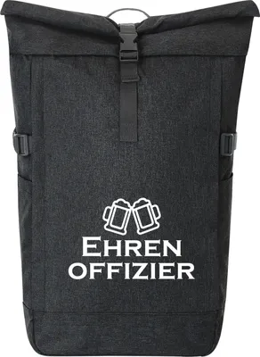 Produktbild von Huuraa Kurierrucksack Ehrenoffizier Schützenfest 30-44 Liter Black Melange Fairtrade Rolltop Rucksack Geschenkidee