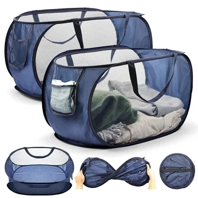 Productafbeelding van Wasmand - Opvouwbaar - 36 x 36 x 58 cm - Tweekamers