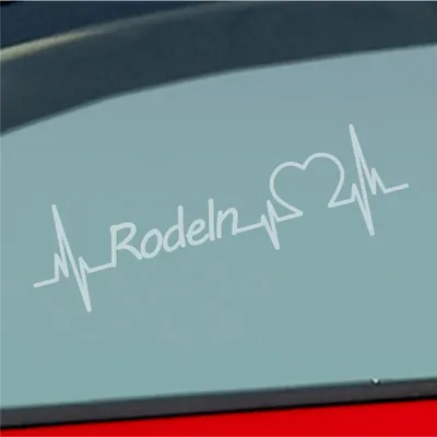 Produktbild von Auto Aufkleber Rodeln Herzschlag Schlitten Winter Schnee Sport Liebe 19x6 cm Milchglas Sticker Heckscheibenaufkleber