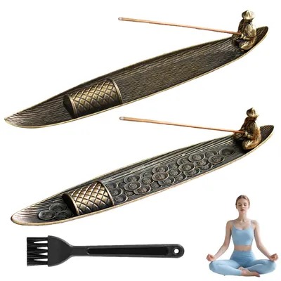 Räucherstäbchenhalter 3er-Set, antikbronze, mit Auffangschale