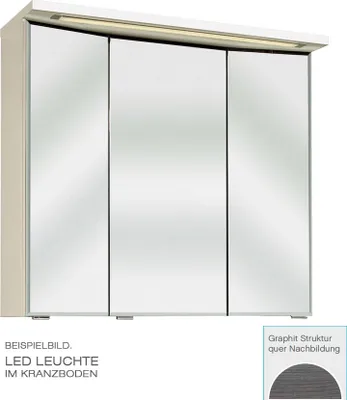 Produktbild von PELIPAL TRENTINO 770/800 Spiegelschrank 3D / Graphit / LED-Leuchte / 75 x 72 x 20 cm / EEK: A++