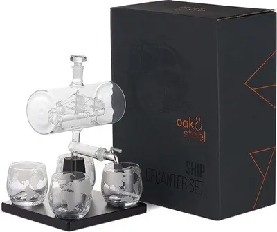 Immagine prodotto di Caraffa per whisky da 1000 ml con rubinetto in acciaio inossidabile e 4 bicchieri