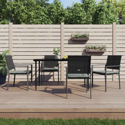 Immagine prodotto di The Living Store Sedie da giardino con cuscini 4 pezzi nero 54x62,5x89cm Poly Rattan