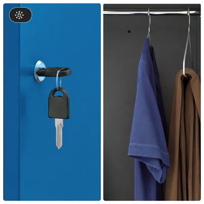 Produktbild von Jan Nowak Umkleideschrank Z02 Spind mit 4 Abteilen Kleiderspind Metallschrank Flügeltür Lüftungsschlitzen Pulverbeschichtung 185 cm x 80 cm x 45 cmAnthrazit/Blau