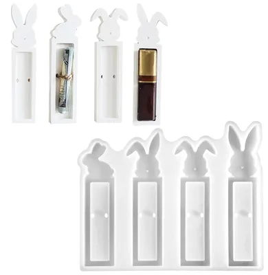 Produktbild von 4-teilige Silikonform für einen 3D-Osterhasen, ideal für Bastelprojekte und Geschenke.