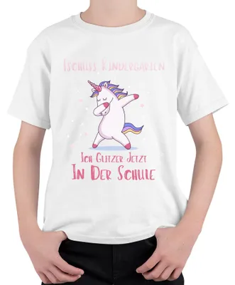 Obrázok produktu pre Čau, škôlka! Trblietavé tričko s motívom jednorožca pre deti, biela farba, veľkosť 152