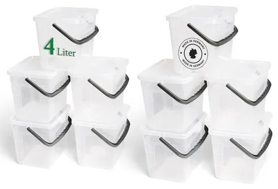 Produktbild von Waschmittelbox Waschpulverbox Aufbewahrungsbox - 4 Liter - Transparent - Mit Deckel - 23,5 x 18 x 18,5 cm - Mit Griff