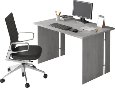 Produktbild von Dmora Schreibtisch Ullano 119x78,2x75h cm Beton Grau, Modular mit Kabeldurchlässen