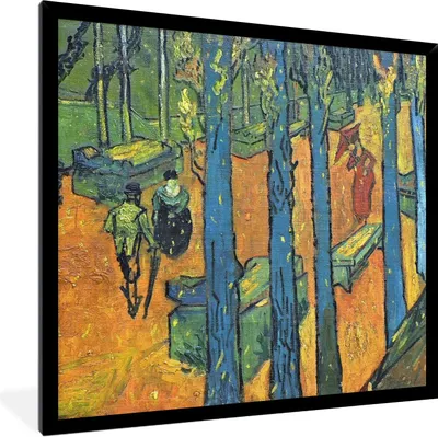 Produktbild von MuchoWow® Gerahmtes Poster Die Alyscamps - Vincent van Gogh 40x40 cm - Poster mit Schwarzem Bilderrahmen Wandposter Rahmen Foto Bilder - Mit Rahmen - Wanddekoration Schlafzimmer