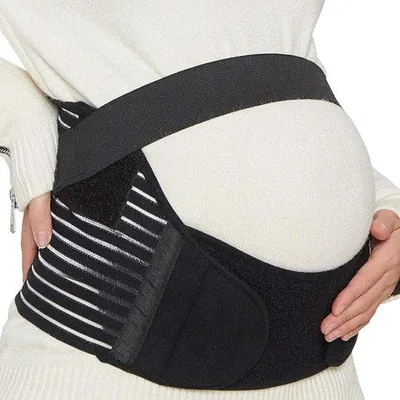Produktbild von Famanu Schwangerschaftsband Unterstützung für Taille/Rücken/Bauch - Schwarz - L